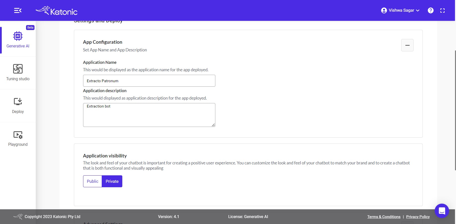 settings and deploy