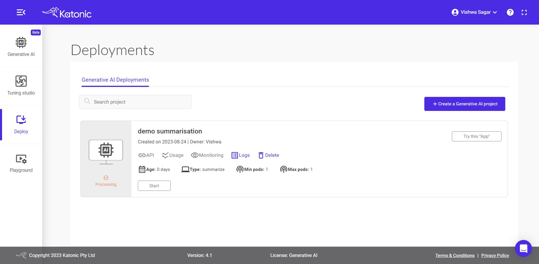 initial dashboard